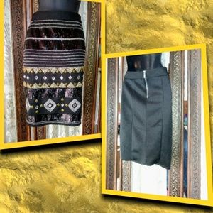 XOXO LG. BLACK Sequin & Gold Beaded cocktail skirt